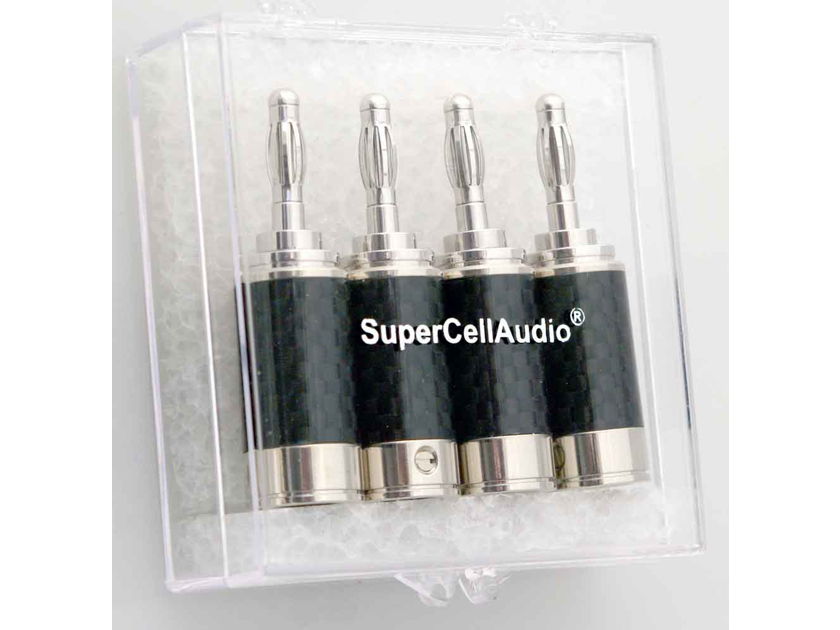 SuperCellAudio ® Rhodium Banana Plugs set of 4 Cat#400.006-4