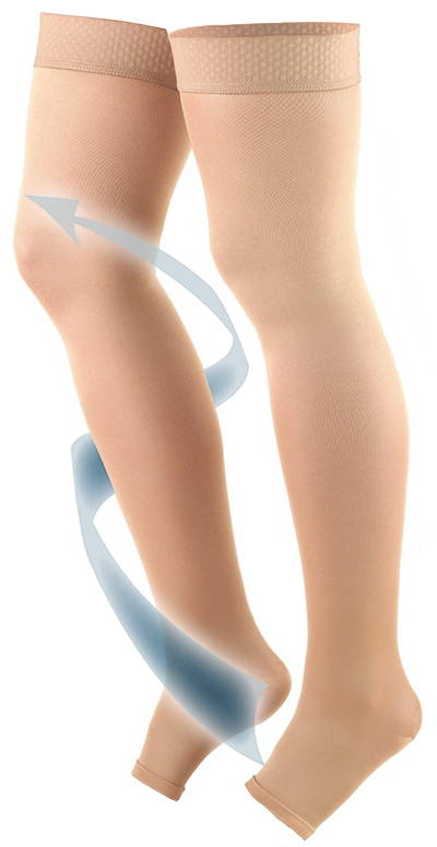 Ladies' Thigh High Open Toe Opaque Stocking With Arrow Travelling Up Leg
