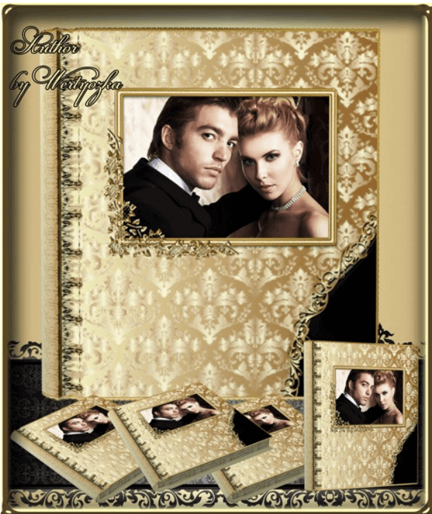 Классическая универсальная фотокнига для Фотошоп - золотые узоры