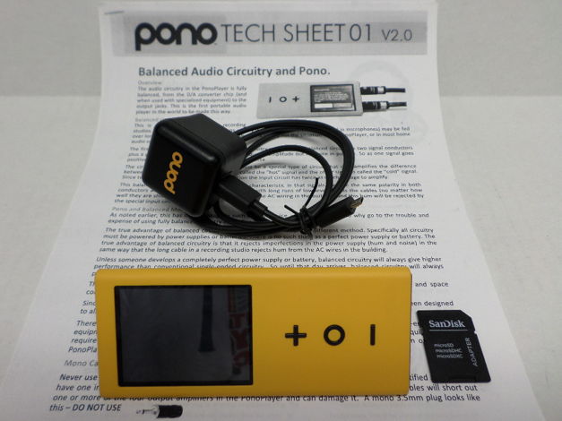 Pono with charger and 32GB card with Hi Res music