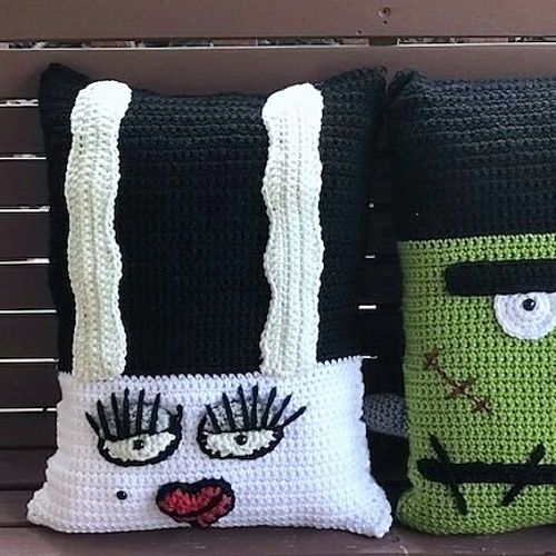Frankie's Gal Crochet Pillow Pattern Bride of Frankenstein