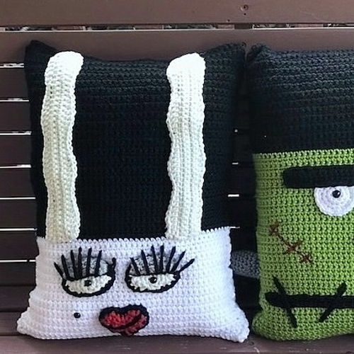 Frankie's Gal Crochet Pillow Pattern Bride of Frankenstein