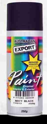 Aussie Export Spray Paint Matt Black Export 250Gm