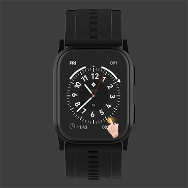 Reloj inteligente de presión arterial Wellue con micromanguito de aire para medición oscilométrica de la presión arterial.