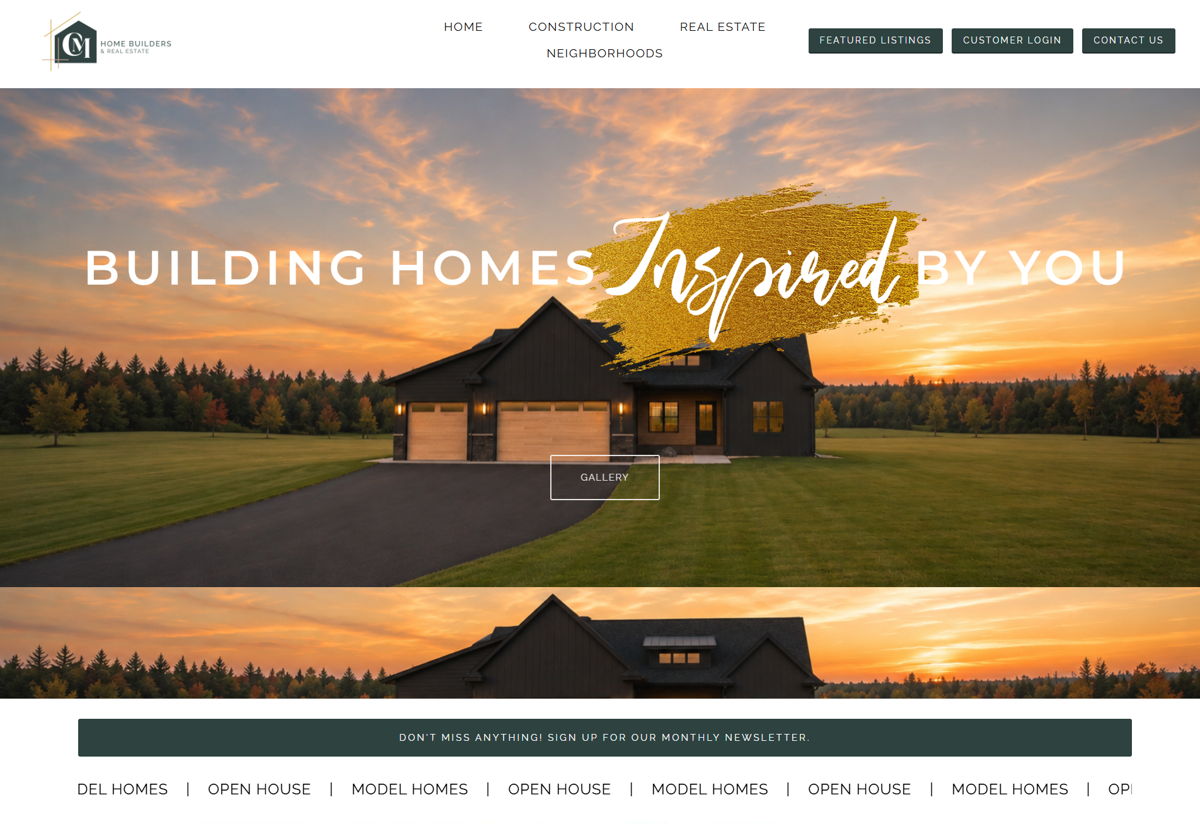 Screenshot of C&M Home Builders, from the home builder websites collection.