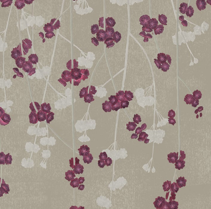Brown & Red Cherry Blossom Wallpaper detail Image