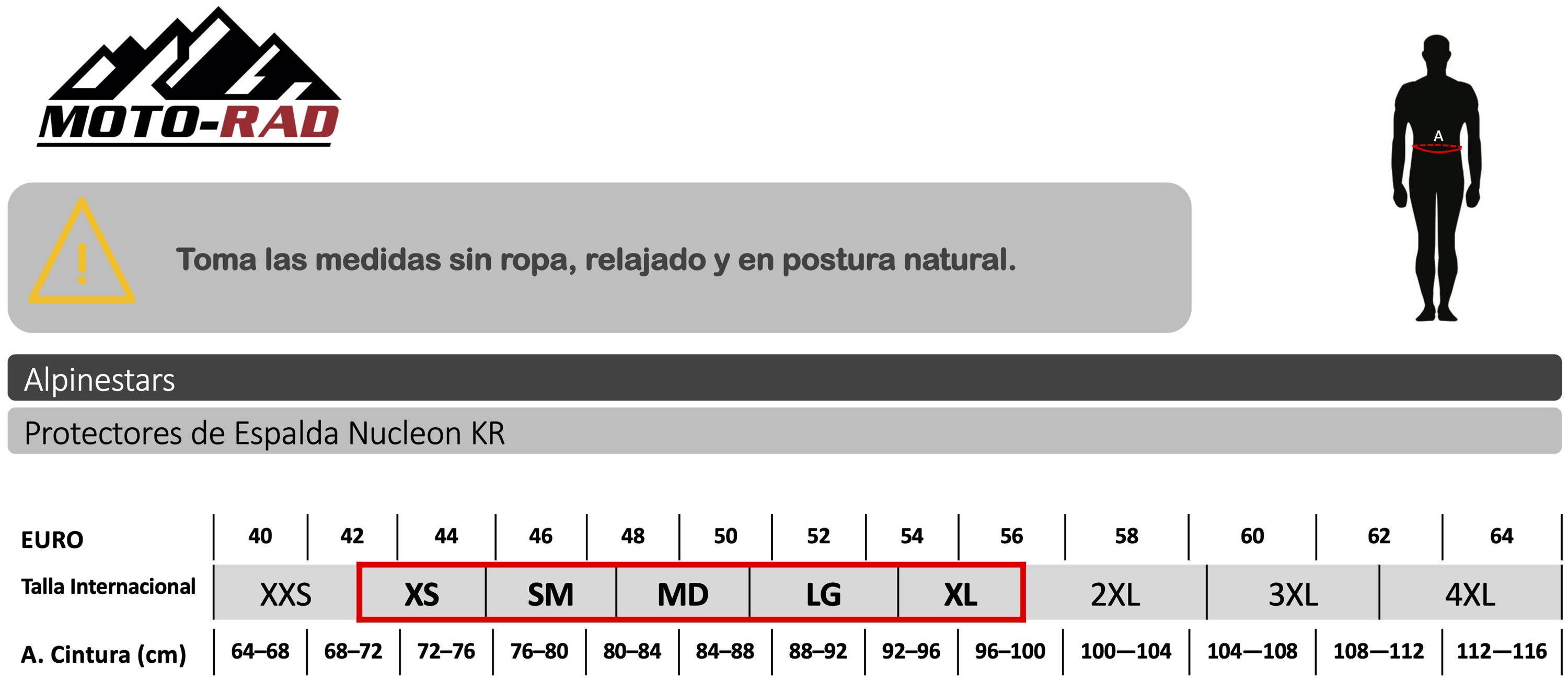 Guia de Tallas Protector de Espalda Dainese