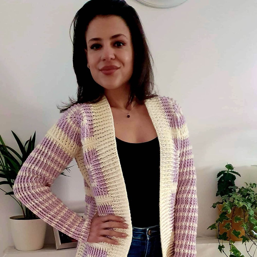 Crochet cardigan with granny squares