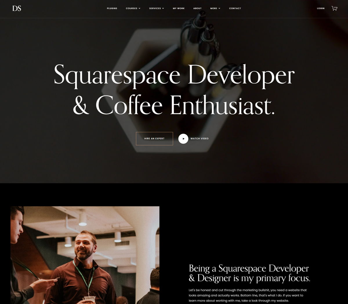 Screenshot of Devon Stank, from the website hero section designs collection.
