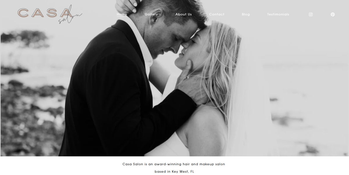 Screenshot of Casa Salon, from the hair stylist portfolios collection.