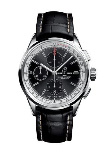 Premier Chronograph 42 Stainless Steel / Black / Croco Black / Tang