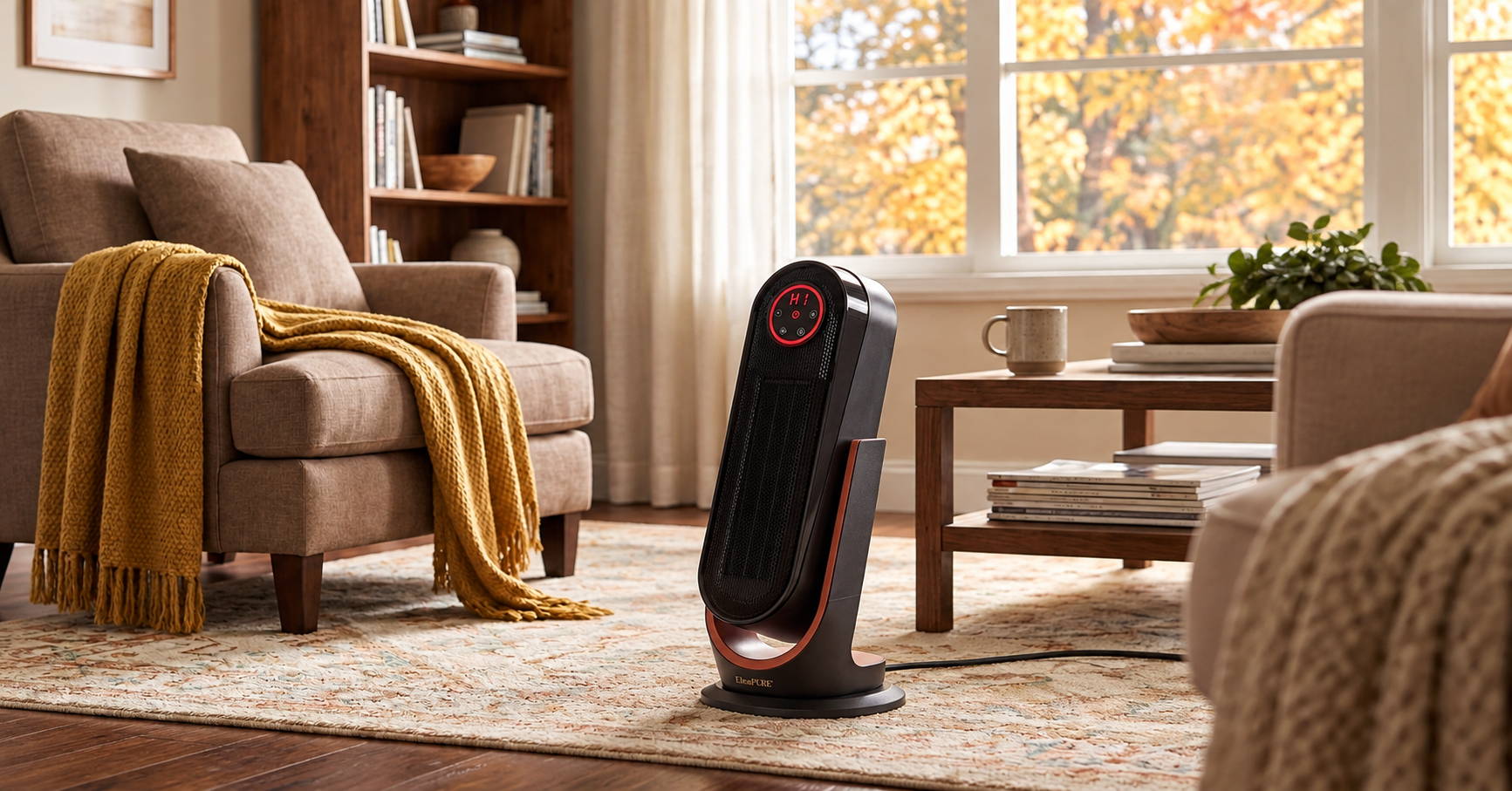 EdenPURE GEN40 PLUS space heater providing supplemental heat in a large living room