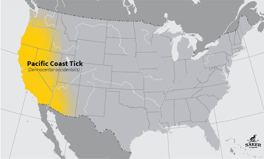 pacific coast tick distribution map across the US