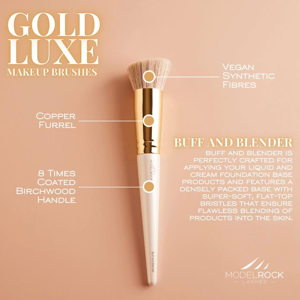 GOLD LUXE MAKEUP BRUSH "BUFF AND BLENDER" (MODELROCK)