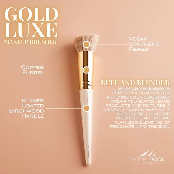 GOLD LUXE MAKEUP BRUSH "BUFF AND BLENDER" (MODELROCK)