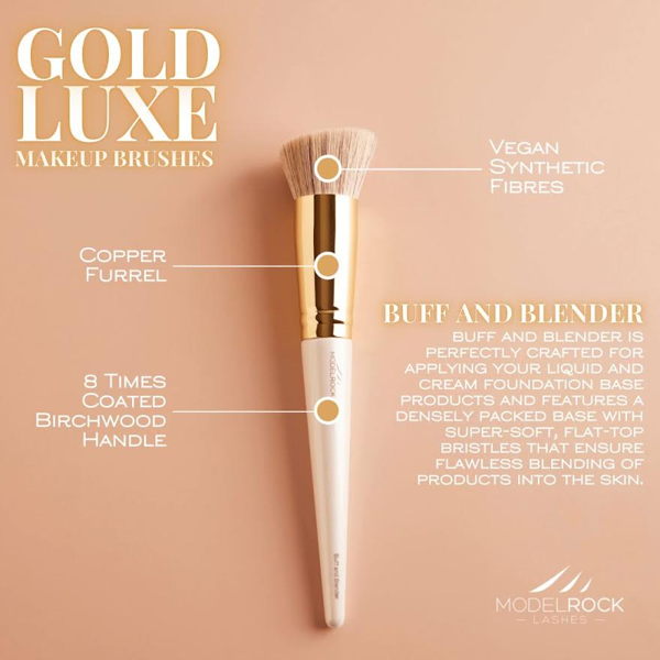 GOLD LUXE MAKEUP BRUSH "BUFF AND BLENDER" (MODELROCK)