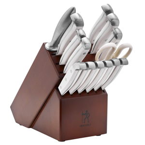 HENCKELS WHITE Statement Razor-Sharp 15-Piece White Handle Knife Set with Block, German Engineered Knife Informed by over 100 Years of Mastery