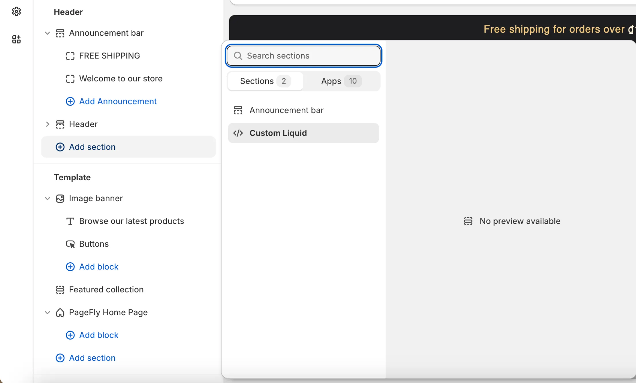 Shopify free shipping bar custom code