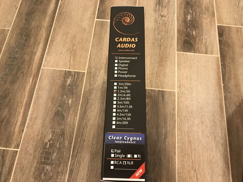 Cardas Audio Clear Cygnus Interconnect XLR 1.5M (5Ft) Pair New in box - 1 Pair Left !