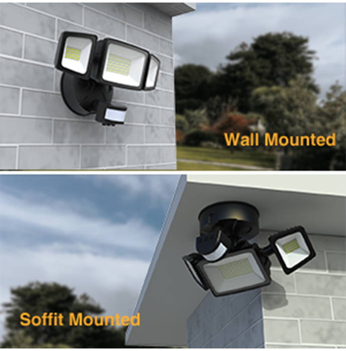 Onforu 55W Head LED Motion Sensor Flood Light IP65 Waterproof