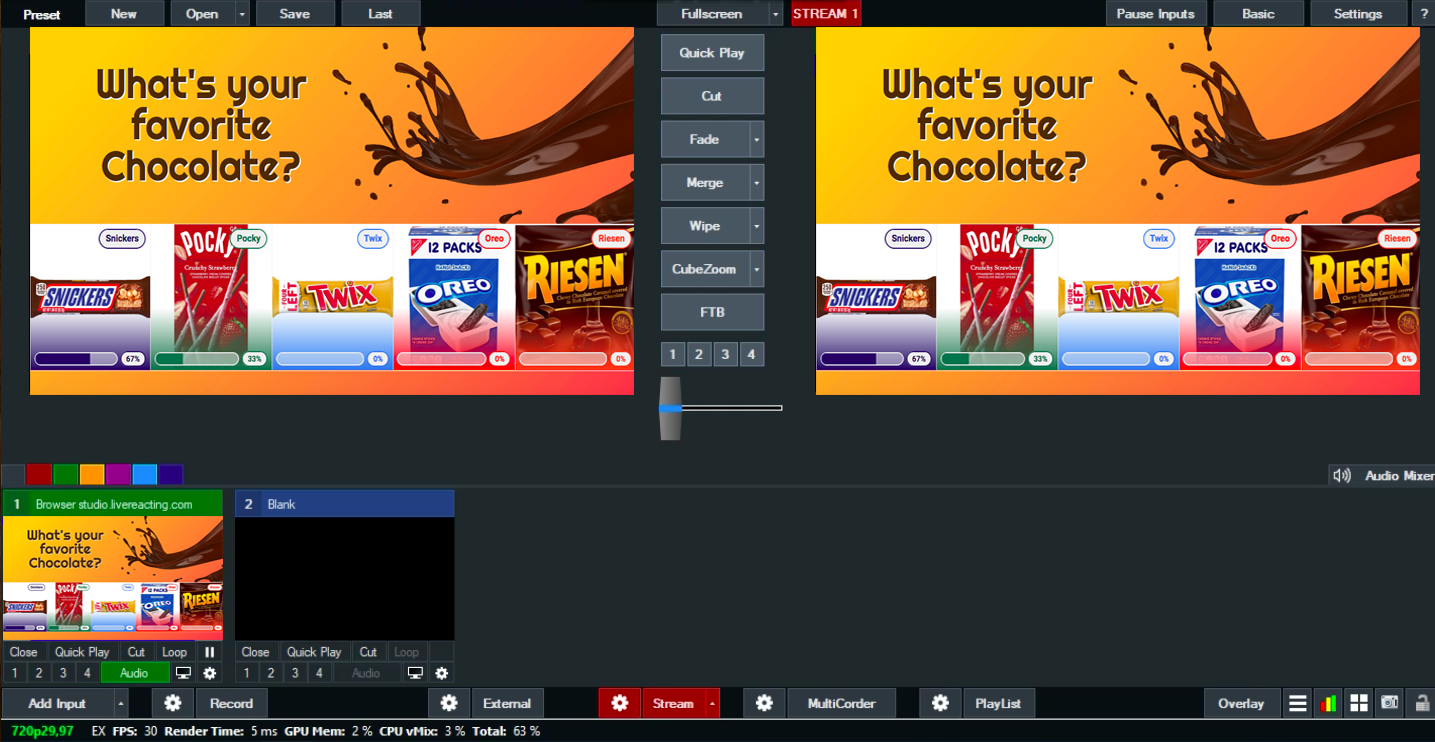 vMix main stream window with poll