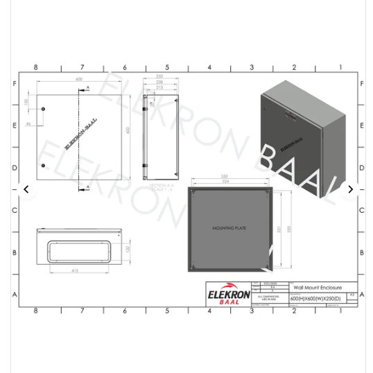 Steel 600(H)x 600(W)x 250(D) IP66 - Image 4