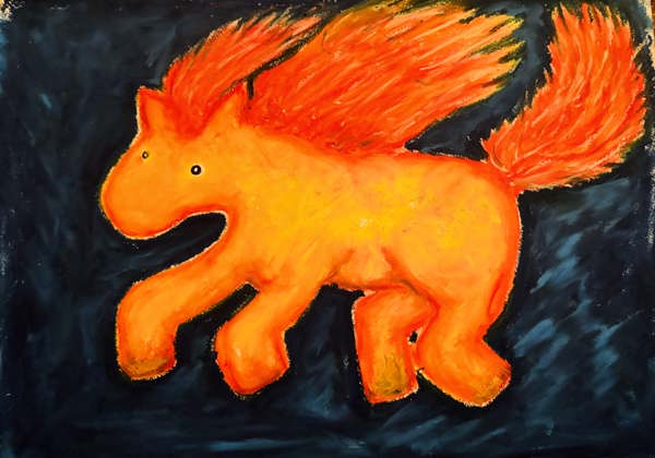 Pastell Ildhesten A3