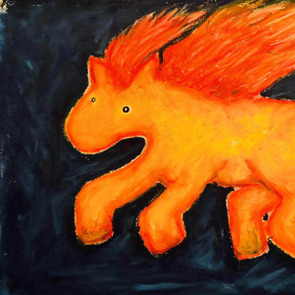 Pastell Ildhesten A3