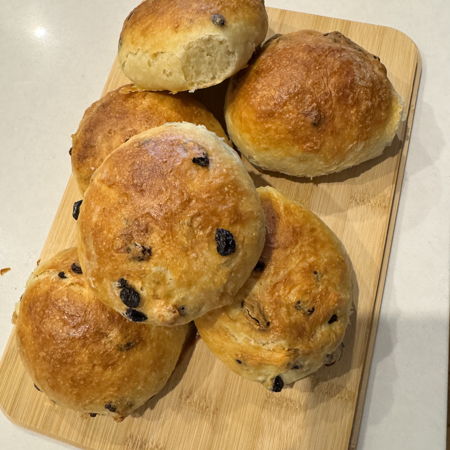 It’s been a quiet month but I’ve been busy practicing bread making. I made these superb fruit and nut rolls. Very easy, very popular and great in the school lunchbox.