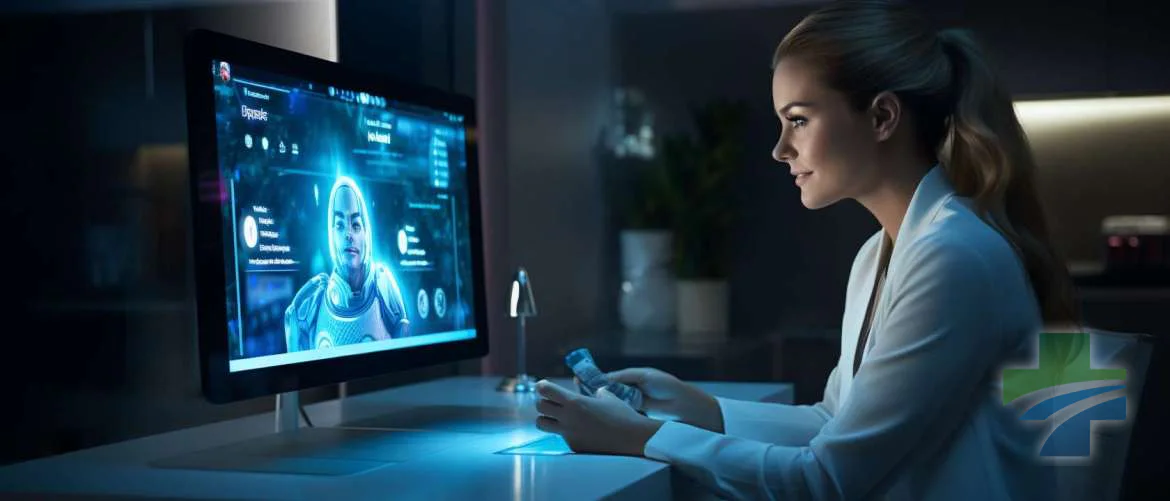 A healthcare professional using telemedicine technology to provide remote consultation.