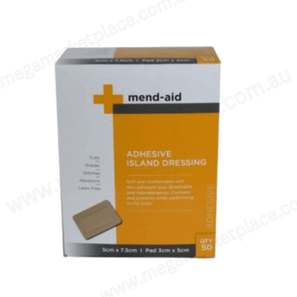 MEND-AID Adhesive Island Dressing 5CM X 7.5CM Box of 50