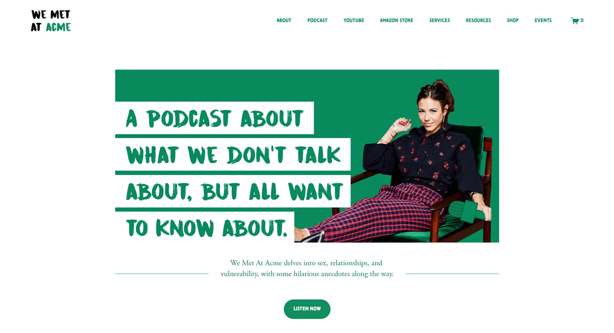 Screenshot of We Met At Acme, from the squarespace podcast websites collection.