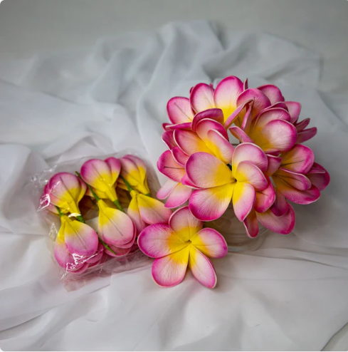Light Pink Frangipani Flowerhead (6 Pack) - Realistic Artificial Flowers