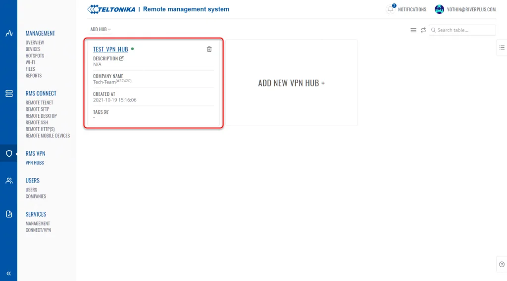 กดเข้าไปที่ VPN HUB ที่ได้สร้างไว้