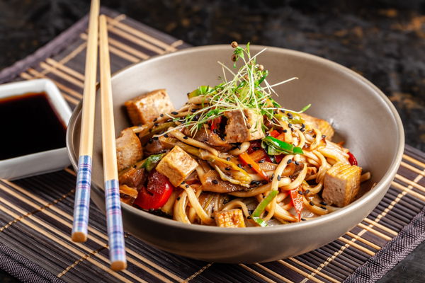 Photo of Crispy Mongolian Tofu and Veggies with Udon 