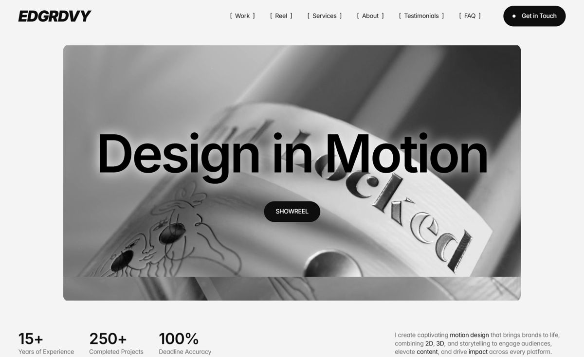 Screenshot of Edgar Davey, from the motion design portfolios collection.