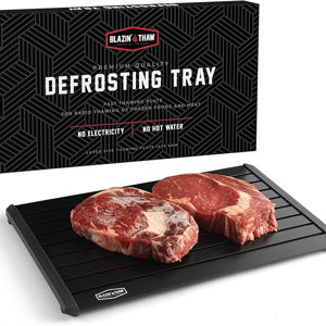 BLAZIN' THAW Defrosting Tray for Frozen Meat | 14” Large-Size | Aluminium Plate for Thawing Frozen Food | Natural Thawing Process | No Microwaves, No Cold/Warm Water Required |