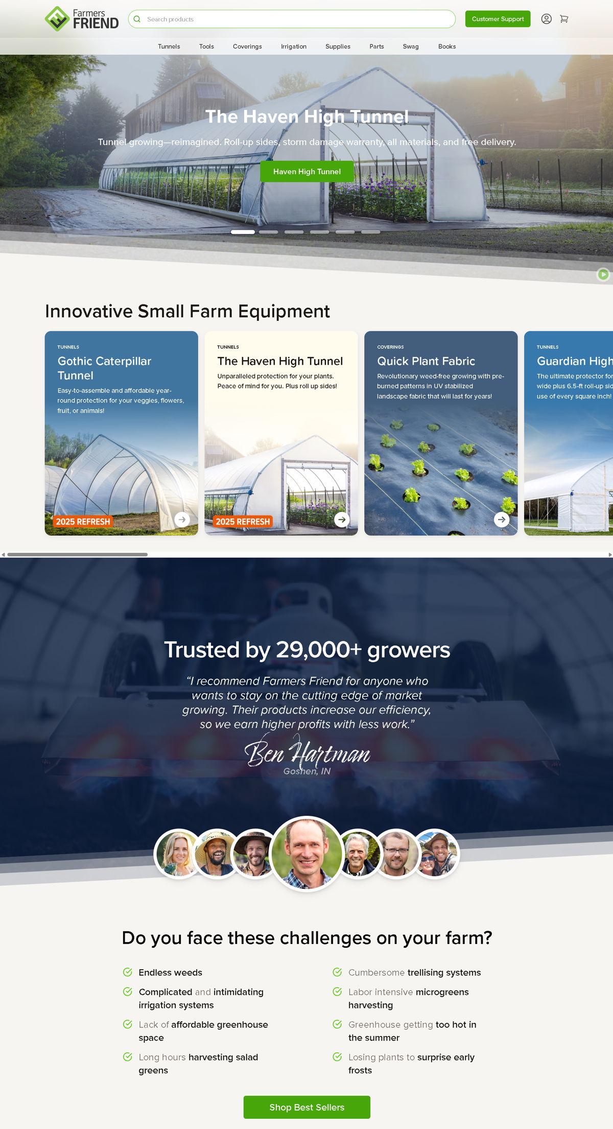 Screenshot of Farmers Friend, from the homepage examples collection.