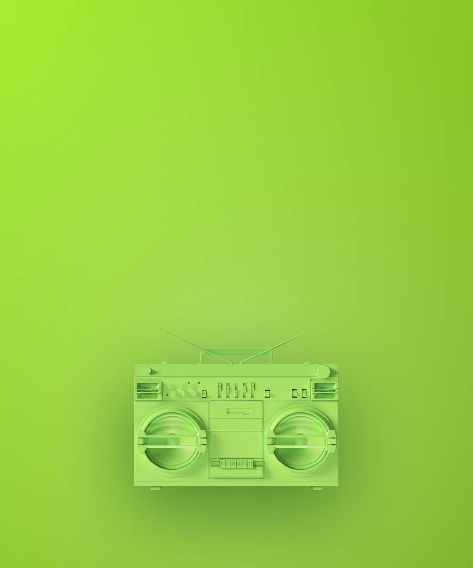 Lime green retro boom box (small)
