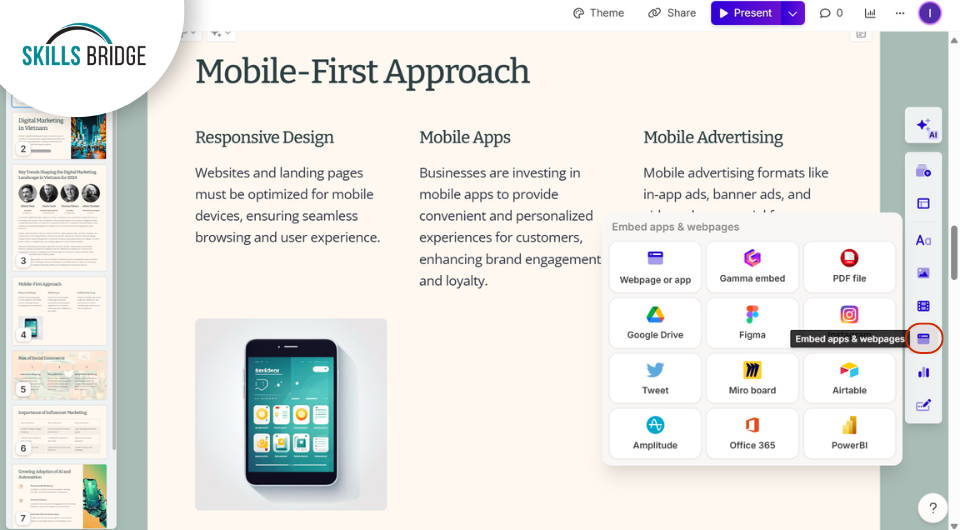 embed apps & webpages