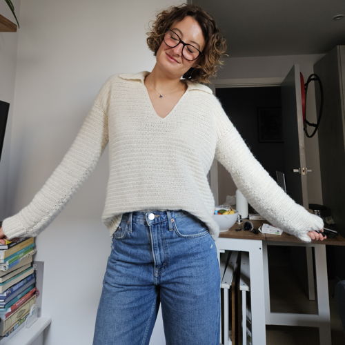 Collared V neck sweater - crochet pattern