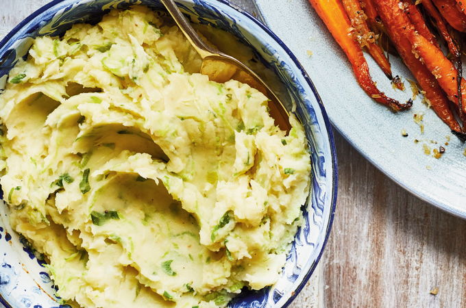 Mashed Potatoes with Brussels Sprouts and Green Onions