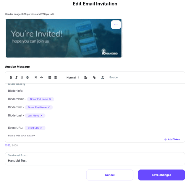 edit email invite