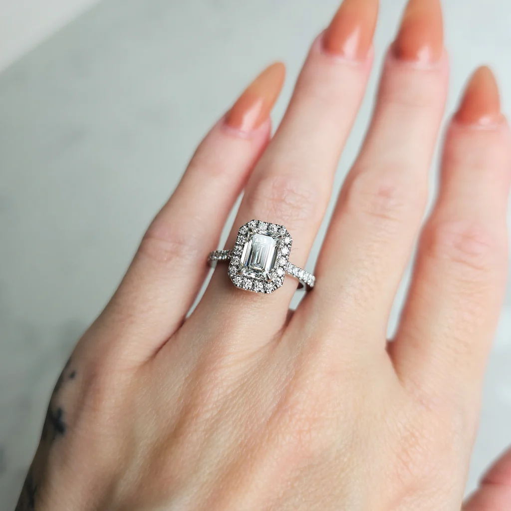 Emerald Cut Halo Engagement Ring - 2.14ct - Image 3