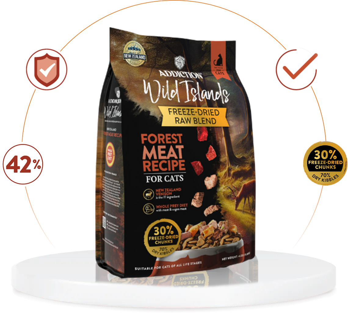 Wild Island FreezeDried Raw Blend Forest Meat Venison (Cats) Addiction Pet Foods USA