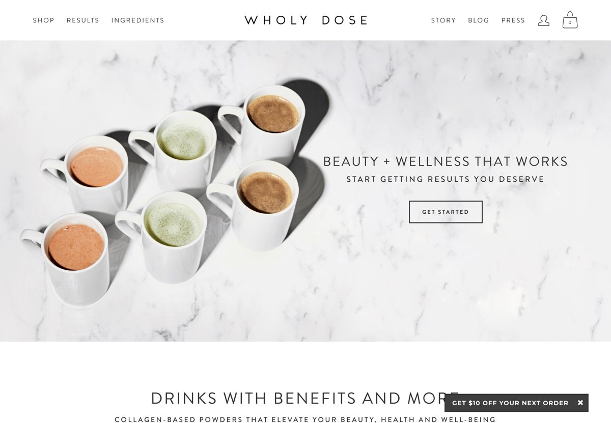 Screenshot of Wholy Dose, from the beauty websites collection.