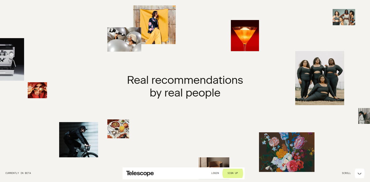 Screenshot of telescope.fyi, from the cool websites collection.