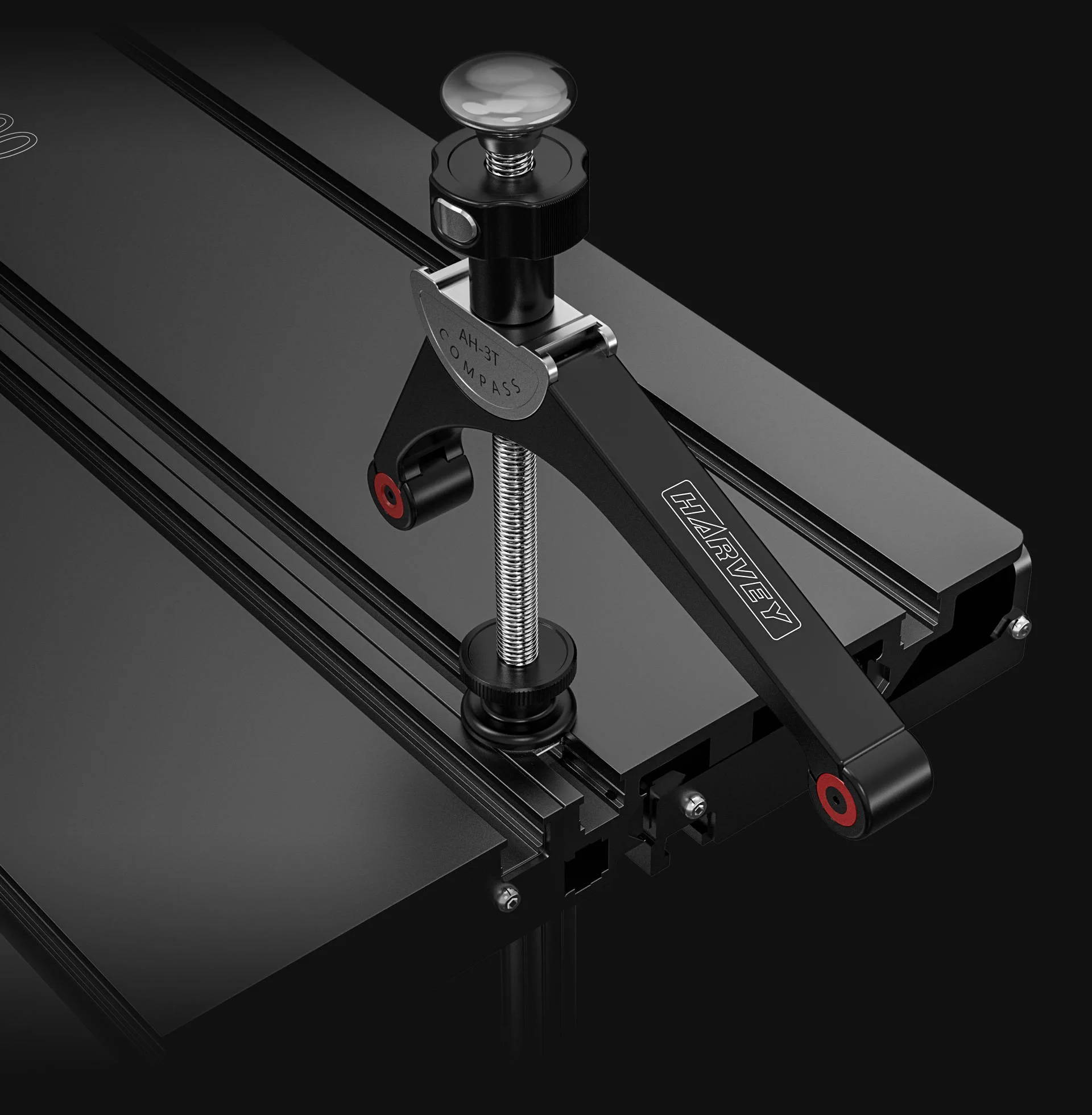 The Harvey Compass T-slot mounting AH 3T Arch Hold Down is designed to be installed on the surface of various equipment containing T-slots which are commonly found on sliding tables & sliding table saws
