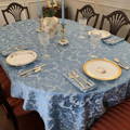oval blue miranda damask tablecloth