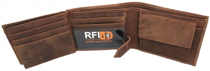 RFID Full Grain Cow Hide Hunter Nu-buck Leather Wallet Style 12040 - Image 5